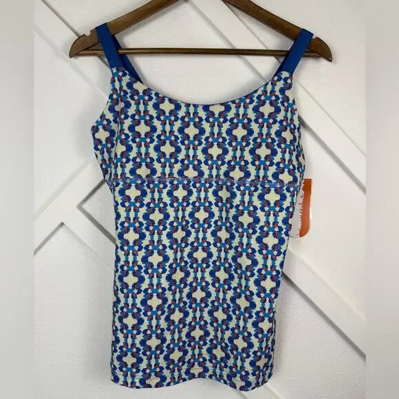 NWT Merrell Emery Tank Top Deep Water Ikat Print Opti-Wick Moisture Wicking Sz M - Picture 1 of 9